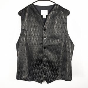 Southeastern Men’s Large Black Metallic Jacquard Vest Formal Performance USA